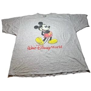 Walt Disney World Vintage Mickey Mouse Graphic Tshirt Mens XL USA Made Gray
